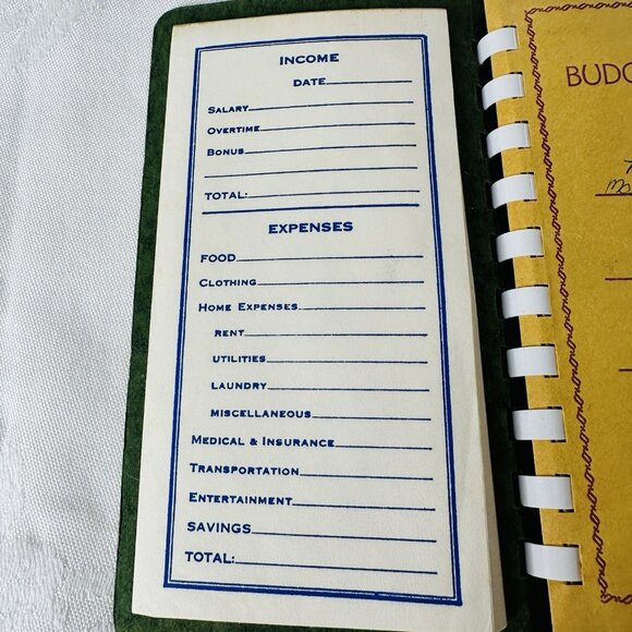 Vintage Dollar Saver Budget File Income Expenses Pad Envelopes Snap Close Binder - Picture 4 of 14